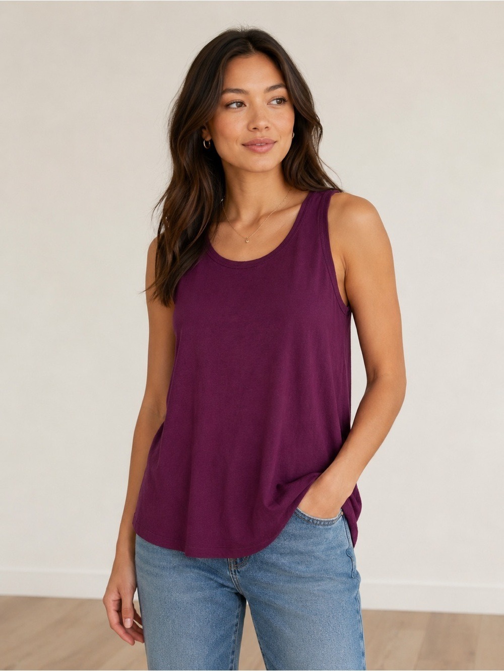 Athleta Plum Sleeveless Scoop Neck Tank
